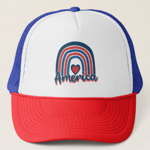 America 4th of July Celebration Rainbow USA Trucker Hat