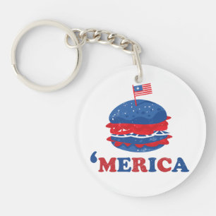 America 4th Of July Keychain