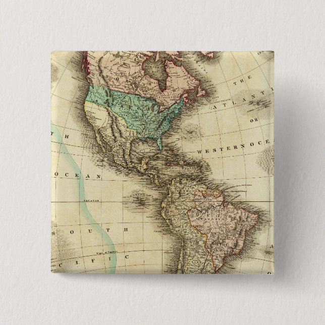 America 5 2 inch square button (Front)