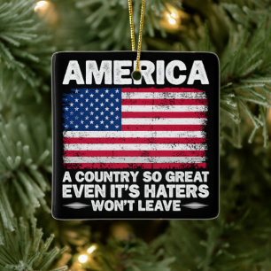 America A Country So Great Usa Flag Retired Father Ceramic Ornament