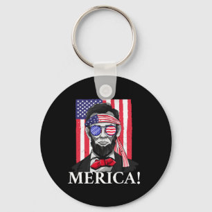 America _ Abe Lincoln 4th Of July Men Boys Gift Keychain