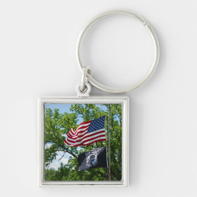 America And POW Flags Keychain (Front)