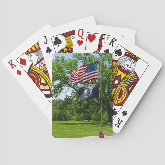 America And POW Flags Playing Cards (Back)