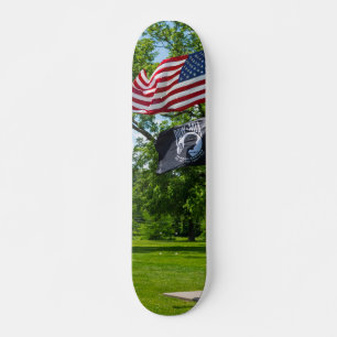 America And POW Flags Skateboard