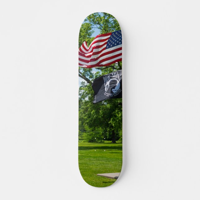 America And POW Flags Skateboard (Front)