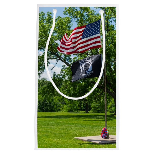 America And POW Flags Small Gift Bag (Front)