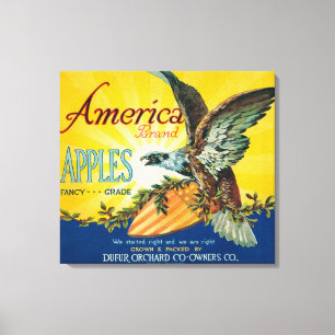 America Apple Crate LabelDufur, OR Canvas Print