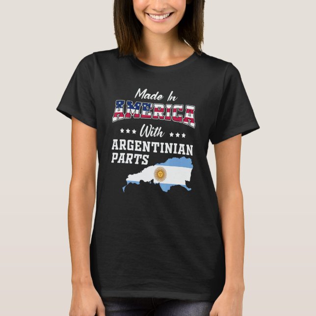 America Argentinian Part Argentina Map USA Flag Ro T-Shirt (Front)