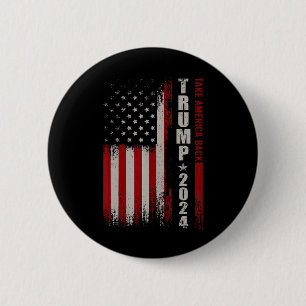 America Back American Flag Trump 2024 Men Women Gi 2 Inch Round Button