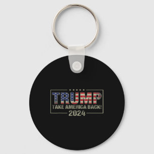 America Back American Flag Trump 2024 Men Women Gi Keychain