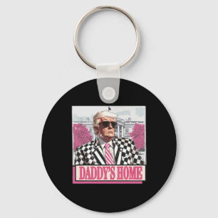 America Back Daddy's Home Funny Pink Donald Trump  Keychain