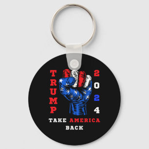 America Back Trump 2024 Maga Republicans Patriotic Keychain