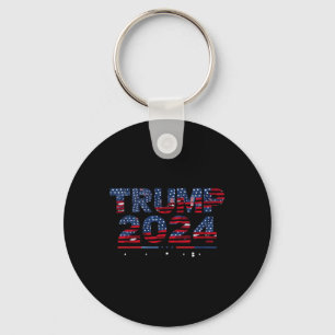America Back Us Flag 4th Of July Donald Trump 2024 Keychain