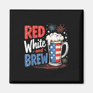 America Beer Lovers Red White And Brew Fourth Of J Magnet