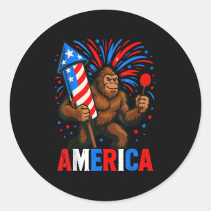 America Bigfoot Usa Firework Patriotic Sasquatch 4 Classic Round Sticker
