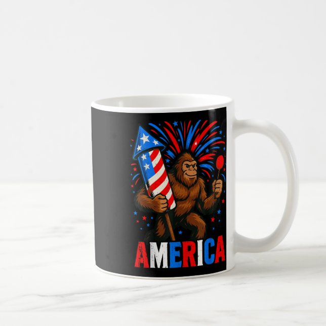 America Bigfoot Usa Firework Patriotic Sasquatch 4 Coffee Mug (Right)