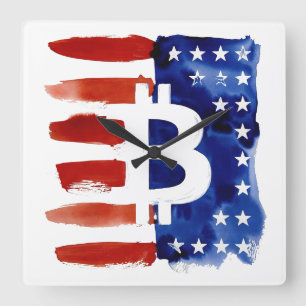 America Bitcoin (Painting No. 8) Square Wall Clock