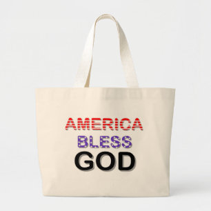 America Bless God Large Tote Bag
