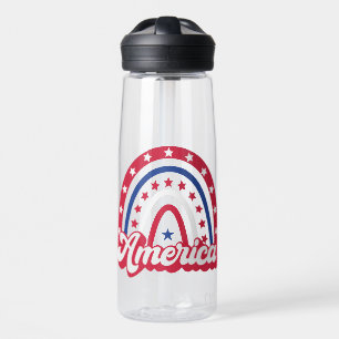 America Boho Rainbow 4 of july 1776 Water Bottle