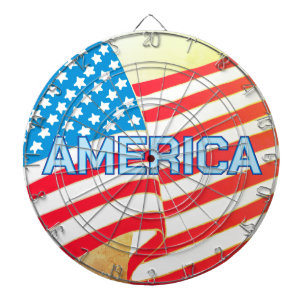 AMERICA Bold Typography Colourful Flag Design Dartboard