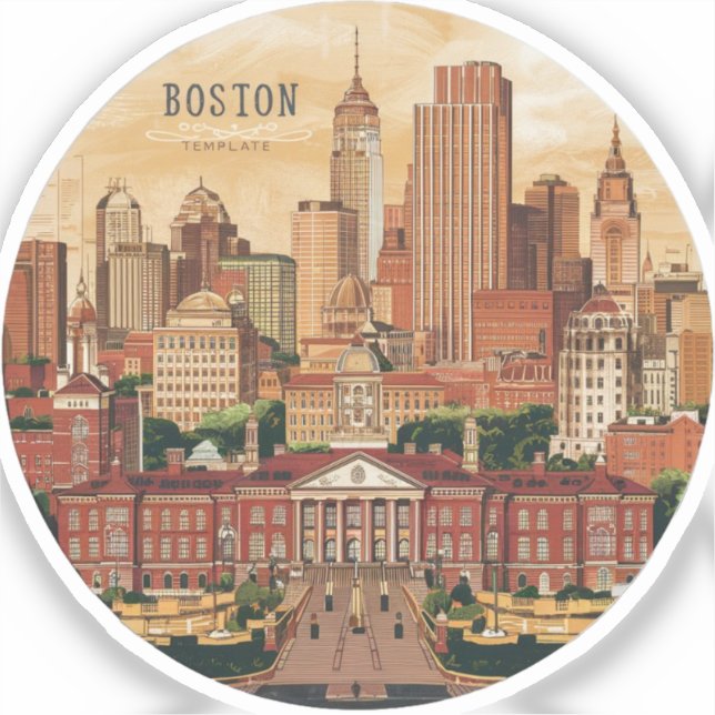 America Boston City Skyline, Boston Ma Us Skyline (Front)