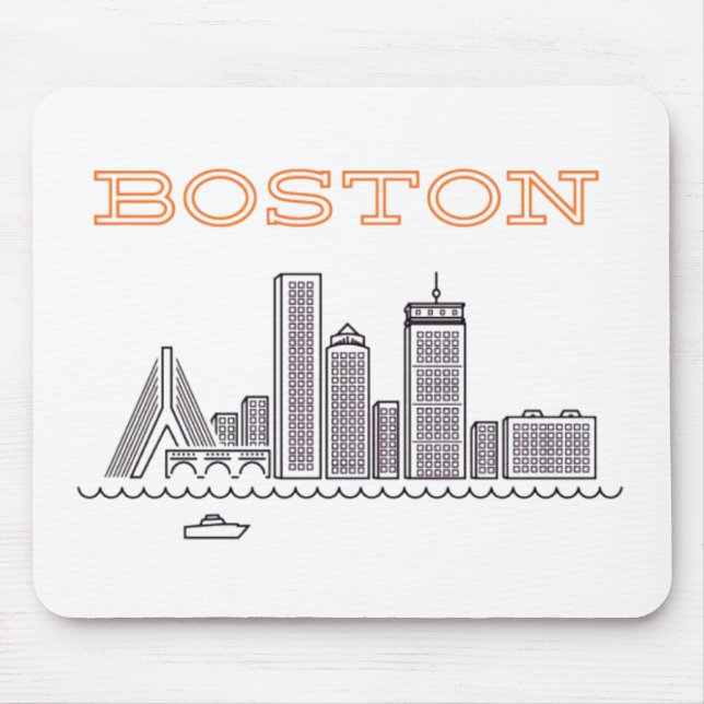 America Boston City Skyline, Boston Ma Us Skyline Mouse Pad (Front)