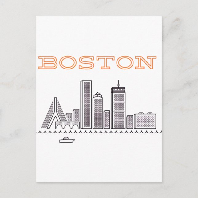 America Boston City Skyline, Boston Ma Us Skyline Postcard (Front)