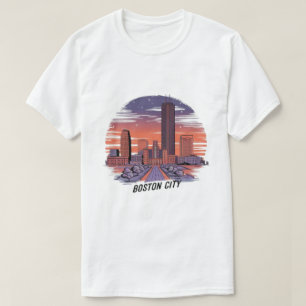 America Boston City Skyline, Boston Ma Us Skyline T-Shirt