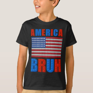America Bruh Building Bricks Flag 4th Of July Mast T-Shirt