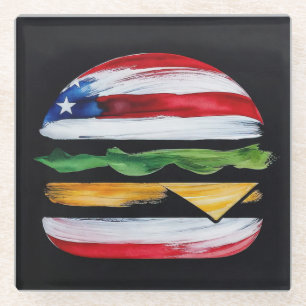 America Burger (Black Painting No. 2) Glass Coaster