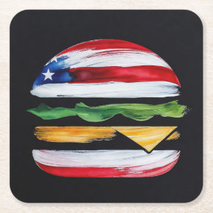 America Burger (Black Painting No. 2) Square Paper Coaster