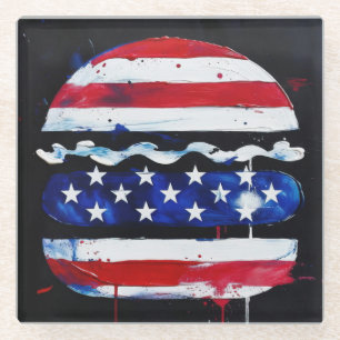America Burger (Black Painting No. 3) Glass Coaster