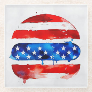 America Burger (White Painting No. 2) Glass Coaster