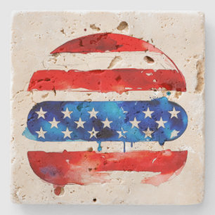 America Burger (White Painting No. 2) Stone Coaster