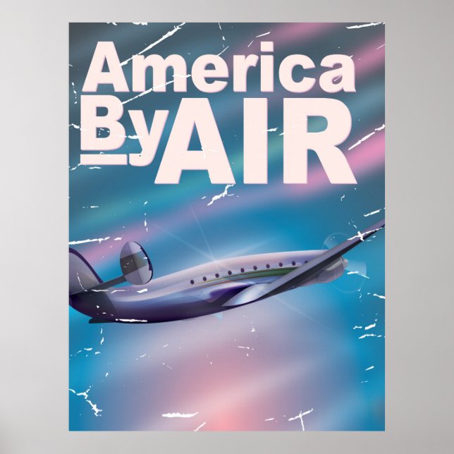 America By Air vintage travel poster (Front)