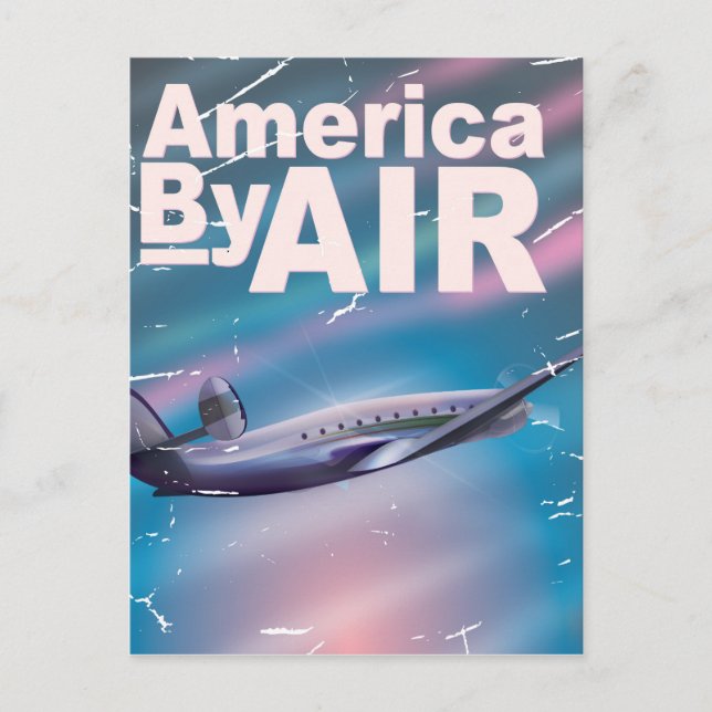 America By Air vintage travel poster Postcard (Front)