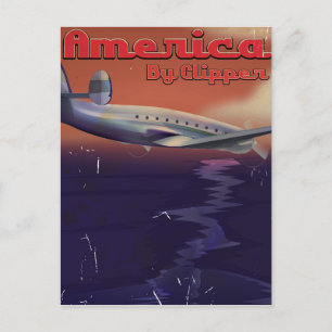 America by Clipper vintage travel poster Postcard