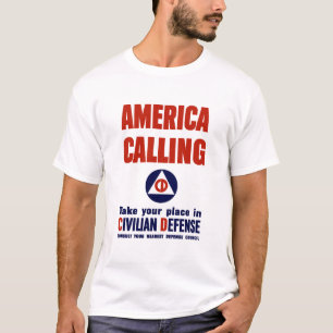 America Calling -- Civilian Defence T-Shirt