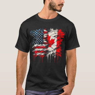 America Canada Flags Half American Half Canadian T-Shirt