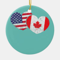 America Canada Heart Flag American Canadian