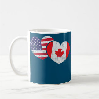 America Canada Heart Flag American Canadian Coffee Mug