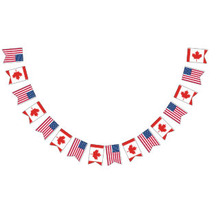 America Canada Wedding Bunting Flags