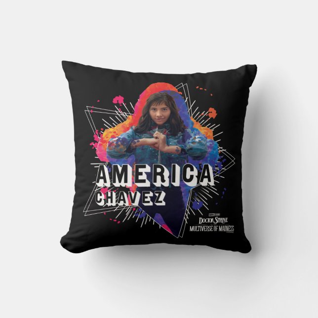 America Chavez Star Character Graphic Throw Pillow (Front)
