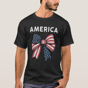 America Coquette Bows USA Flag 4th July Teen Girl T-Shirt