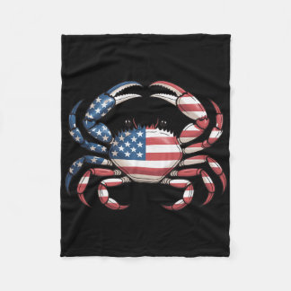 America Crab Us Flag Seafood  Fleece Blanket