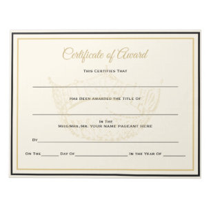 America Crown Certificates-Award Notepad