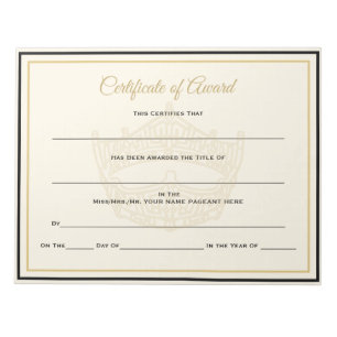 America Crown Certificates-Award Notepad