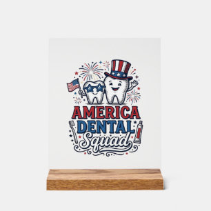 America Dental Squad Patriotic Tooth Vector Design Acrylic Sign