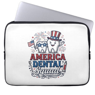 America Dental Squad Patriotic Tooth Vector Design Laptop Sleeve