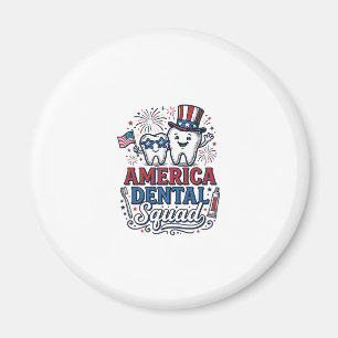 America Dental Squad Patriotic Tooth Vector Design Magnet